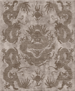 Anna-Veda 13768-five dragons - handgefertigter Teppich,  tibetisch (Indien), 100 Knoten Qualität